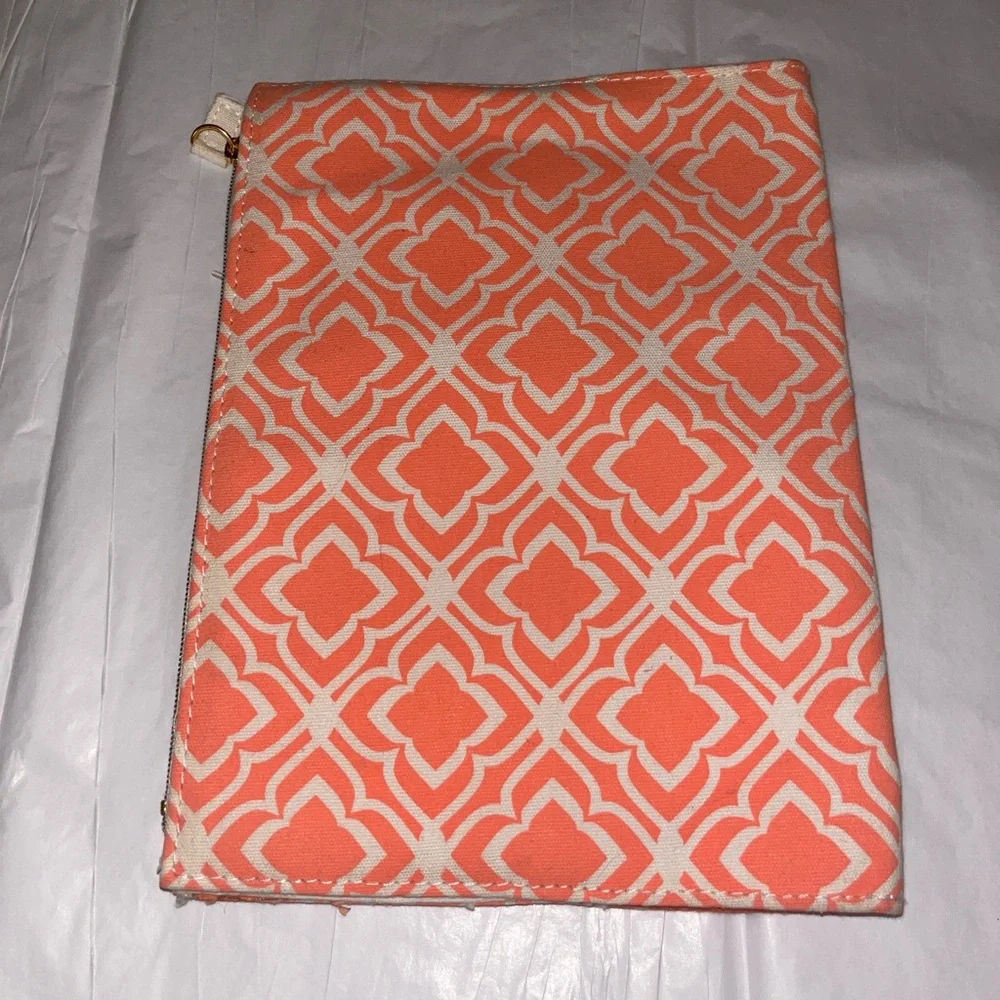 Orange Geometric Design Pencil Case/ journal or planner cover with zipper